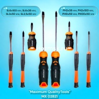 набор отверток ph/sl, 8 предметов, для точных работ, "maximum" mx 02821 (2365) оптом