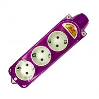 Колодка на 3 розетки, фиолетовая